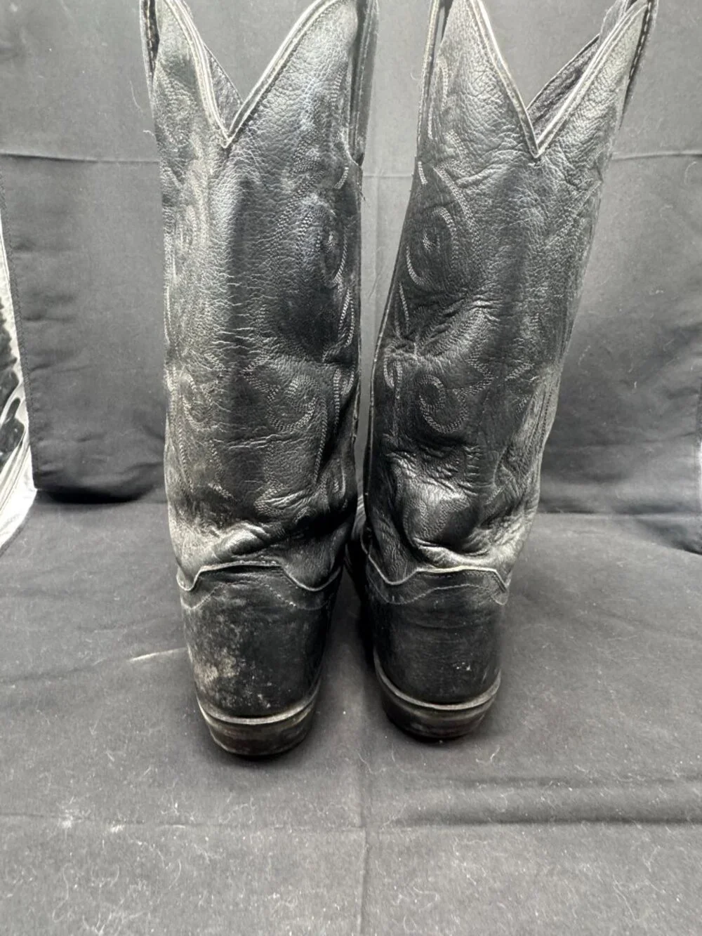 Vintage Men's Justin Black Leather Western Cowboy Boots Size 8.5